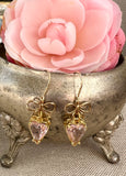 Bow and Pink Heart Dangle Earrings