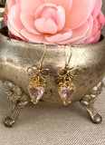 Bow and Pink Heart Dangle Earrings