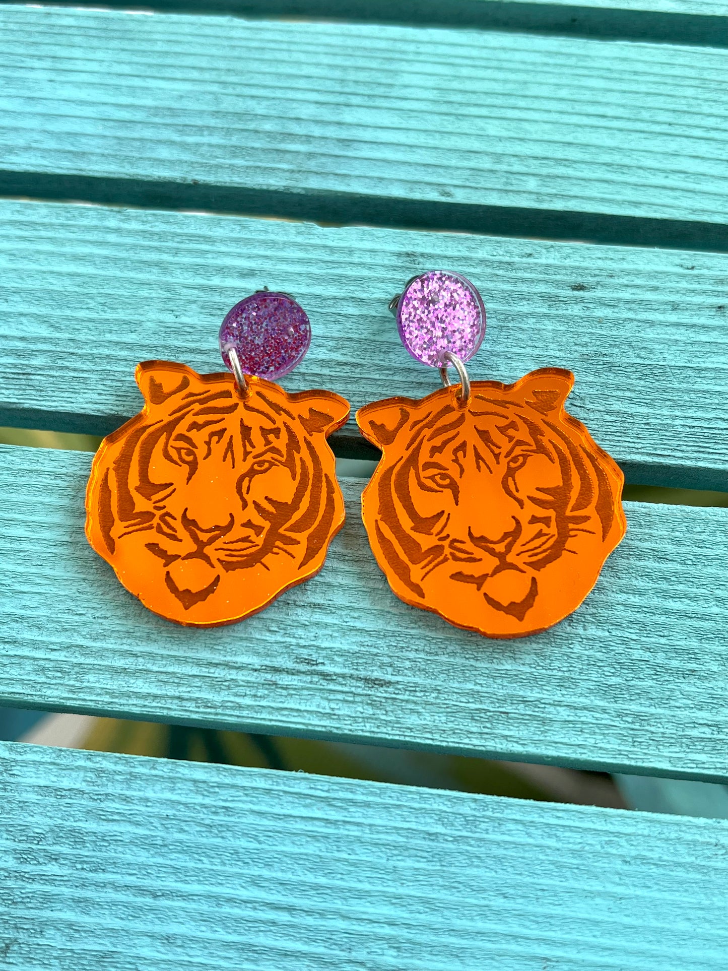 Tiger Mirrored Acrylic Earrings