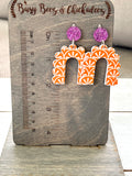 Tiger Orange and Purple Arched Acrylic Earrings