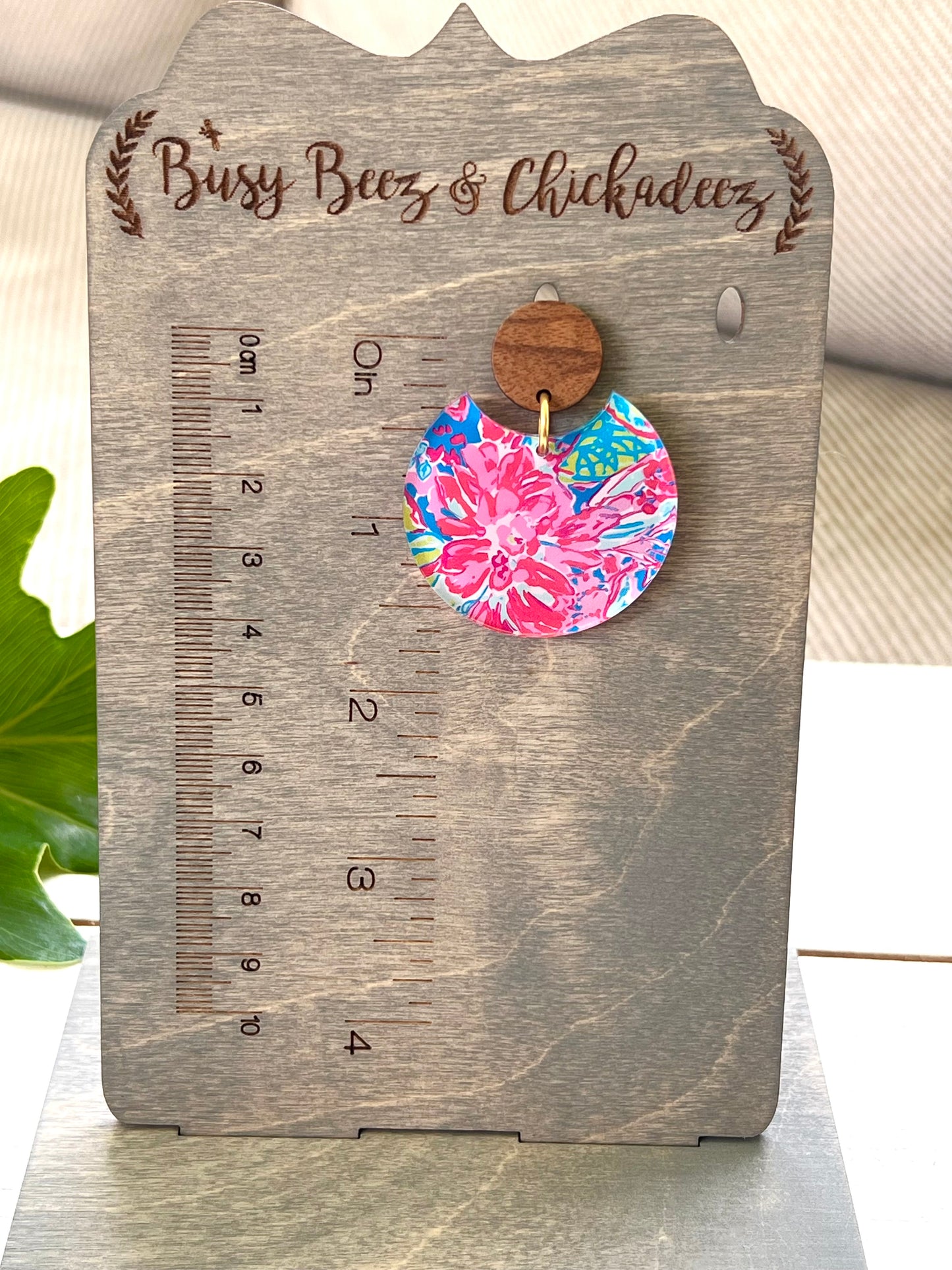 Pink and Blue Wood and Acrylic Earrings - Lilly Inspired