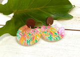 Tropical Splash Wood and Acrylic Earrings