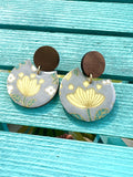 Gray and Yellow Floral Chiyogami Earrings