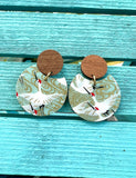 Soft Green Egret Chiyogami Earrings