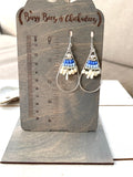 Artisan Beaded Teardrop Earrings - Silver and Blue