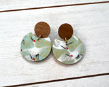 Soft Green Egret Chiyogami Earrings