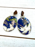 Egret Among Wisteria Chiyogami Paper Earrings