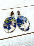 Egret Among Wisteria Chiyogami Paper Earrings