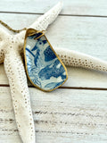 Blue and White Chinoiserie Oyster Shell Necklace