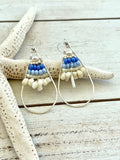 Artisan Beaded Teardrop Earrings - Silver and Blue