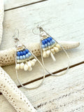 Artisan Beaded Teardrop Earrings - Silver and Blue