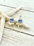 Artisan Beaded Teardrop Earrings - Silver and Blue