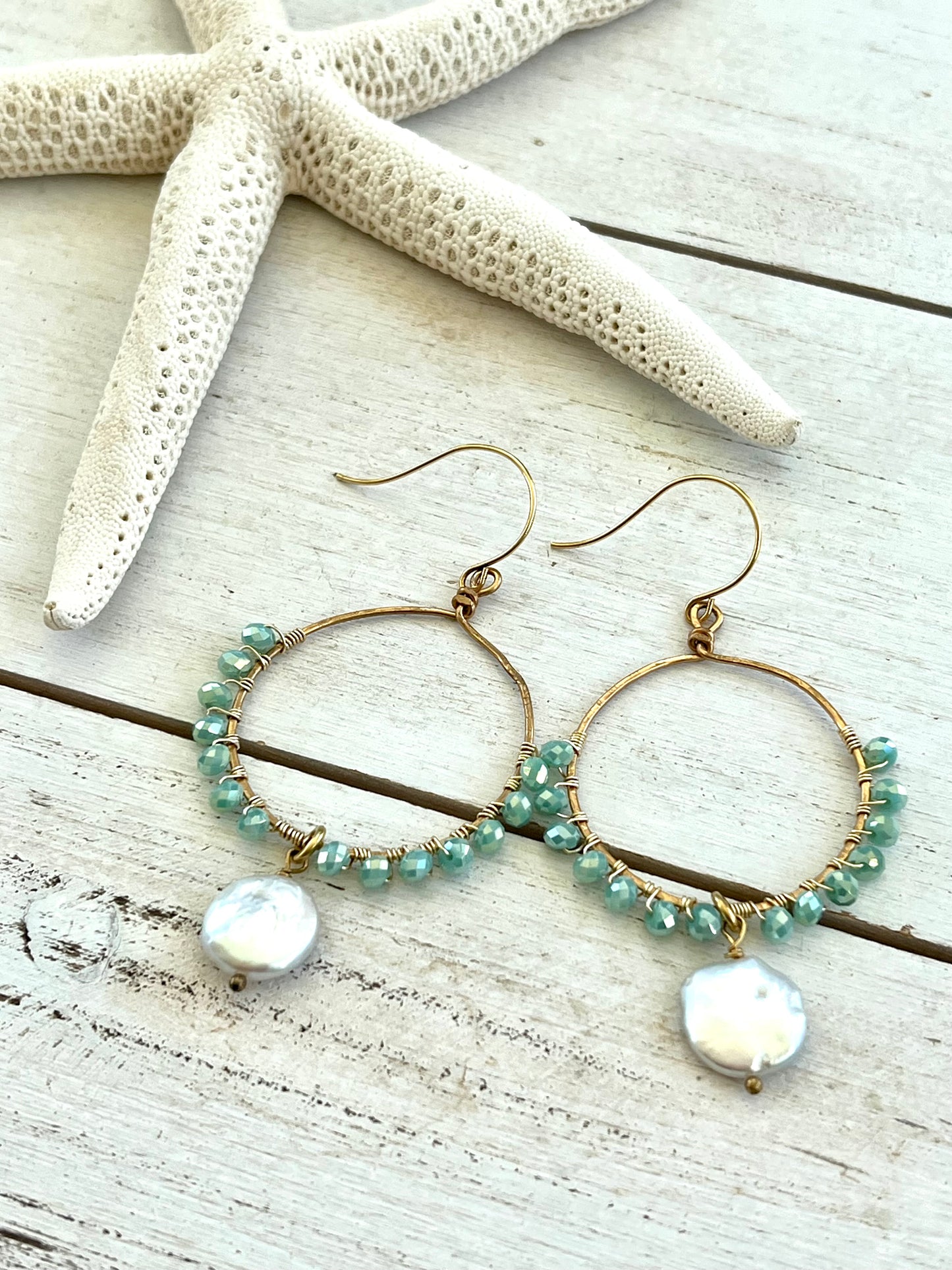 Artisan Hand Wired Fresh Water Pearl Hoops