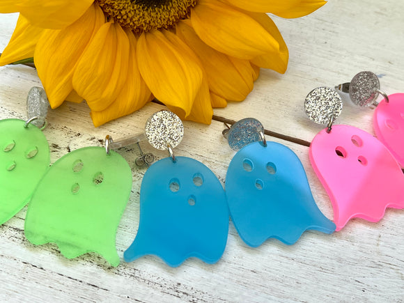 Glow in the Dark Ghost Acrylic Earrings