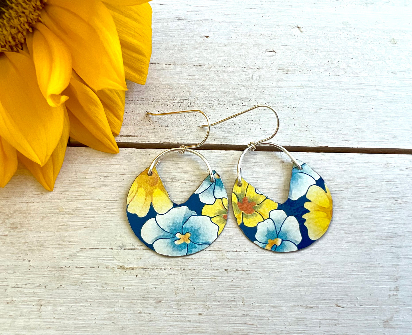 Dalarna Collection - Blue and Yellow Floral Basket Earrings