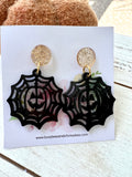 Jack O' Lantern Web Acrylic Earrings