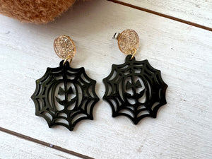 Jack O' Lantern Web Acrylic Earrings