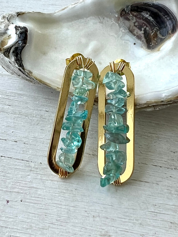 Kyanite Gemstone Bar Earrings