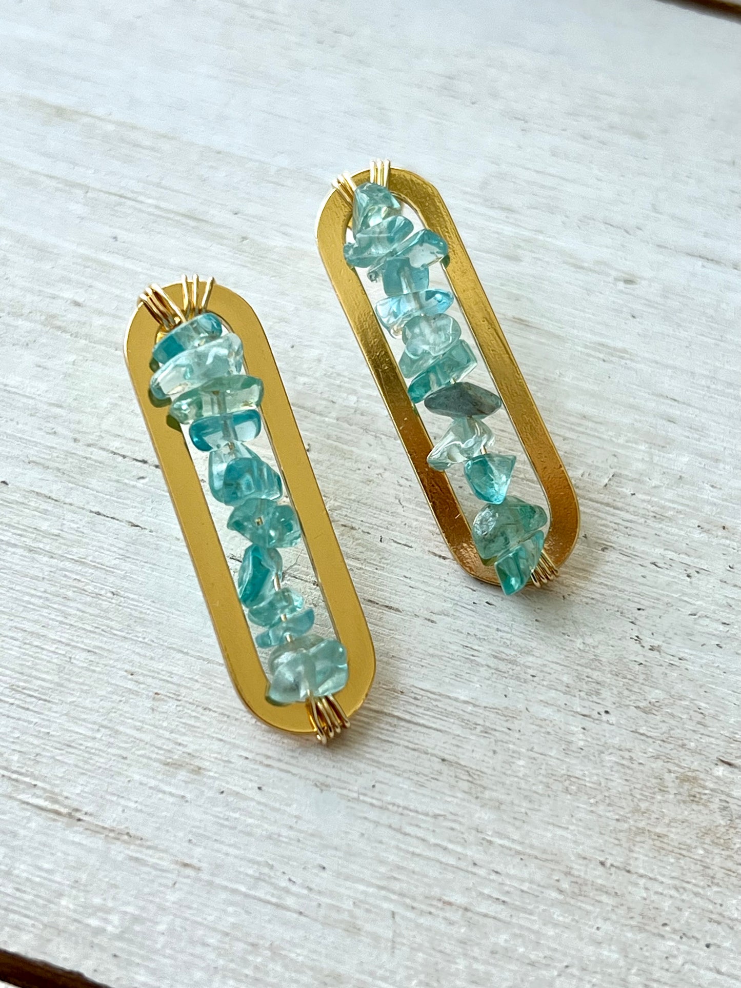 Kyanite Gemstone Bar Earrings