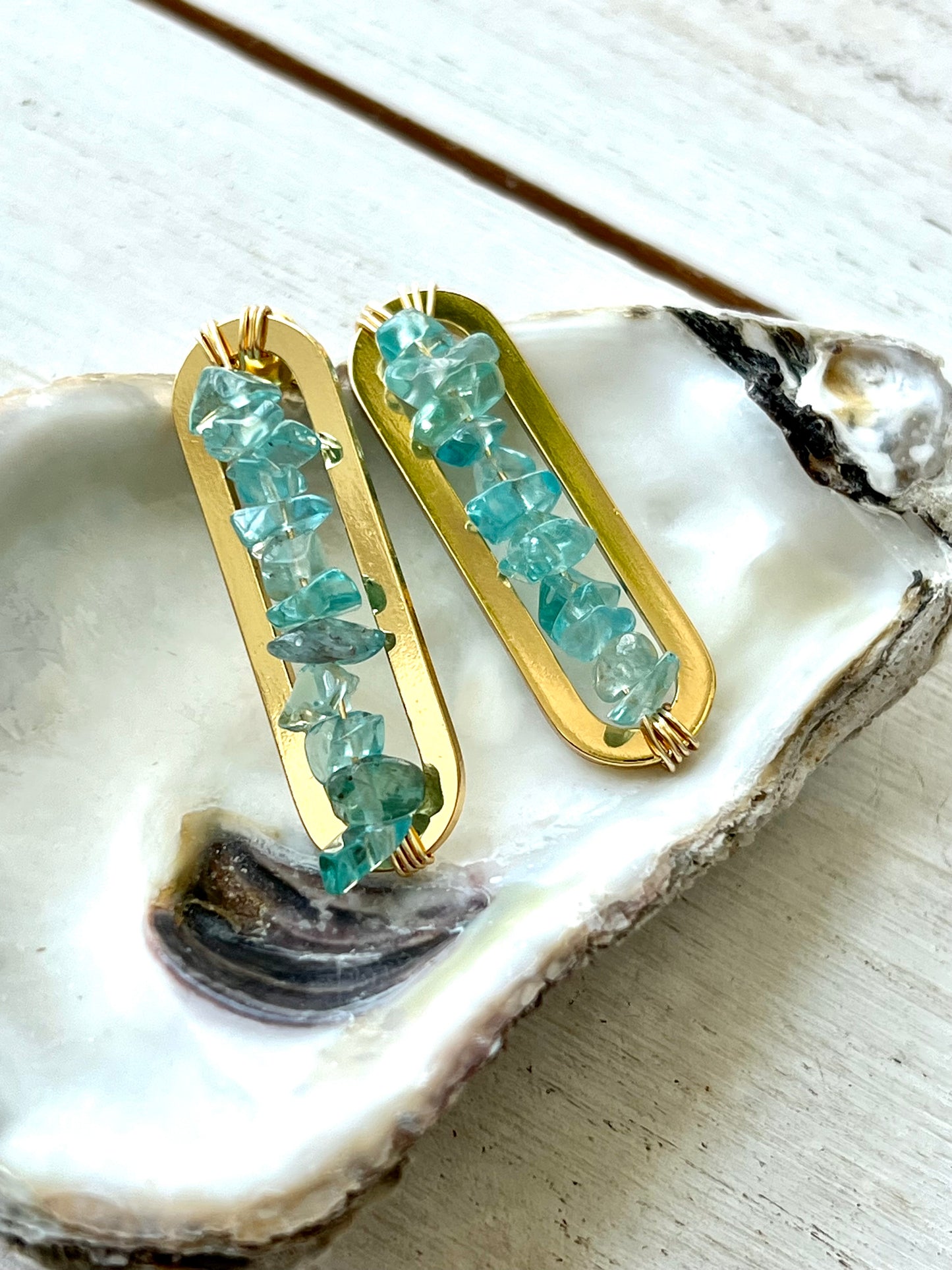 Kyanite Gemstone Bar Earrings