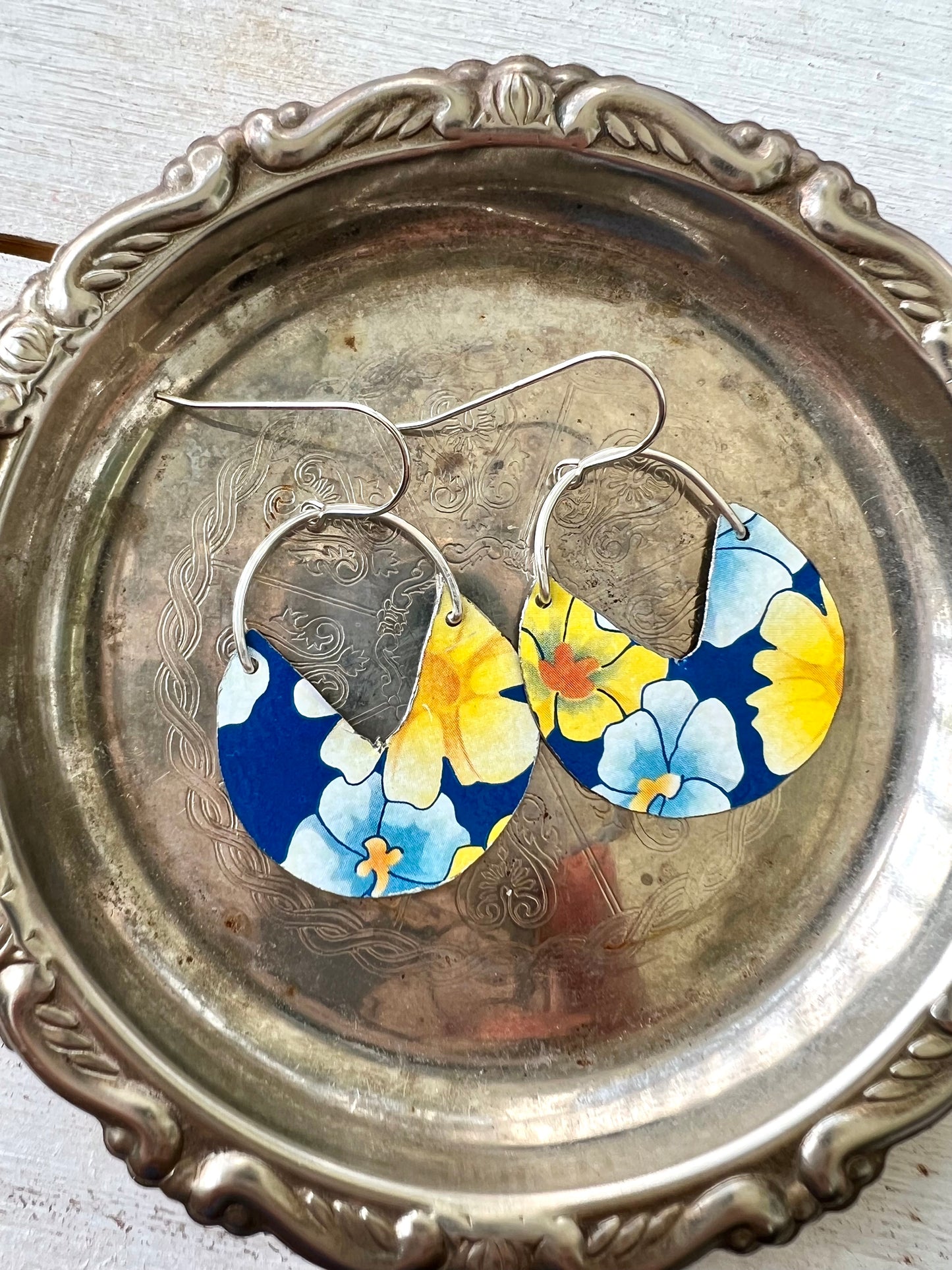 Dalarna Collection - Blue and Yellow Floral Basket Earrings