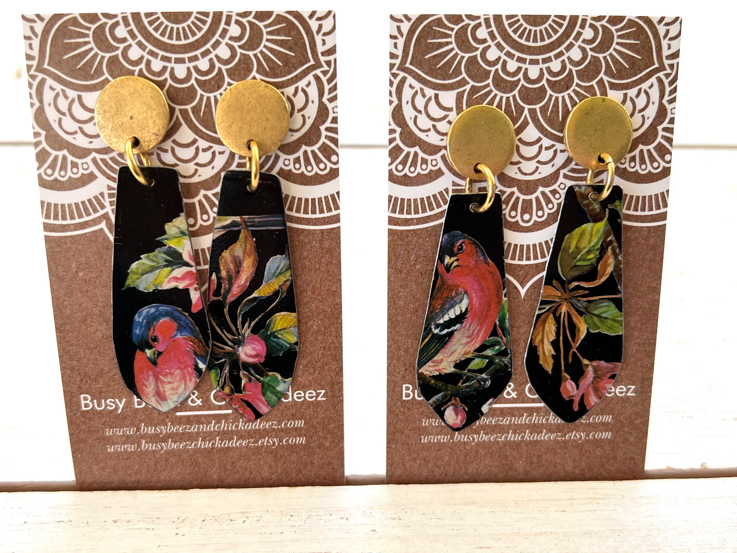 Bird and Blooms Dangle Earrings