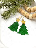 Sparkling Green Christmas Tree Earrings