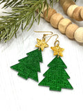 Sparkling Green Christmas Tree Earrings