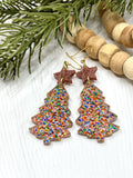 Pink Confetti Christmas Tree Earrings