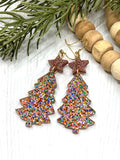 Pink Confetti Christmas Tree Earrings