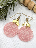 Pink Sweater Print Christmas Ornament Earrings