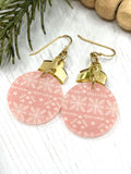 Pink Sweater Print Christmas Ornament Earrings