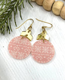 Pink Sweater Print Christmas Ornament Earrings