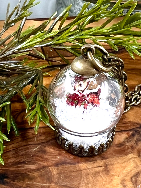 Deer Snow Globe Necklace