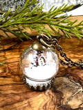 Snowman with Jacket Mini Snow Globe Necklace