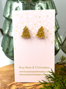 Glitter Tree Stud Earrings