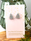 Glitter Tree Stud Earrings