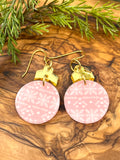 Pink Sweater Print Christmas Ornament Earrings