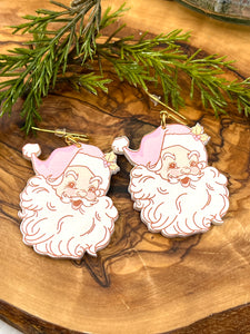 Vintage Pink Santa Earrings