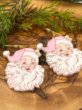 Vintage Pink Santa Earrings