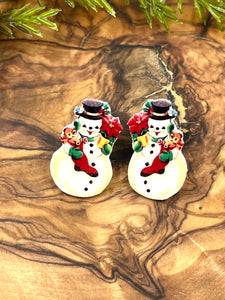 Vintage Image Snowman Earrings