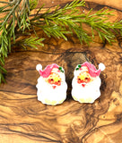 Vintage Pink Santa Image Stud Earrings