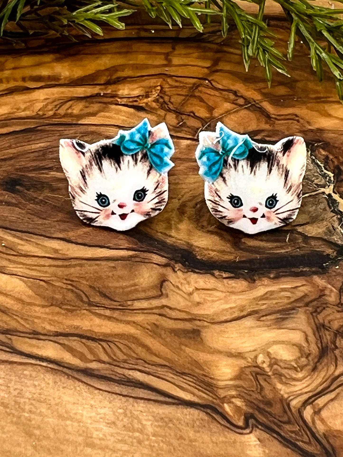 Vintage Image Cat Stud Earrings