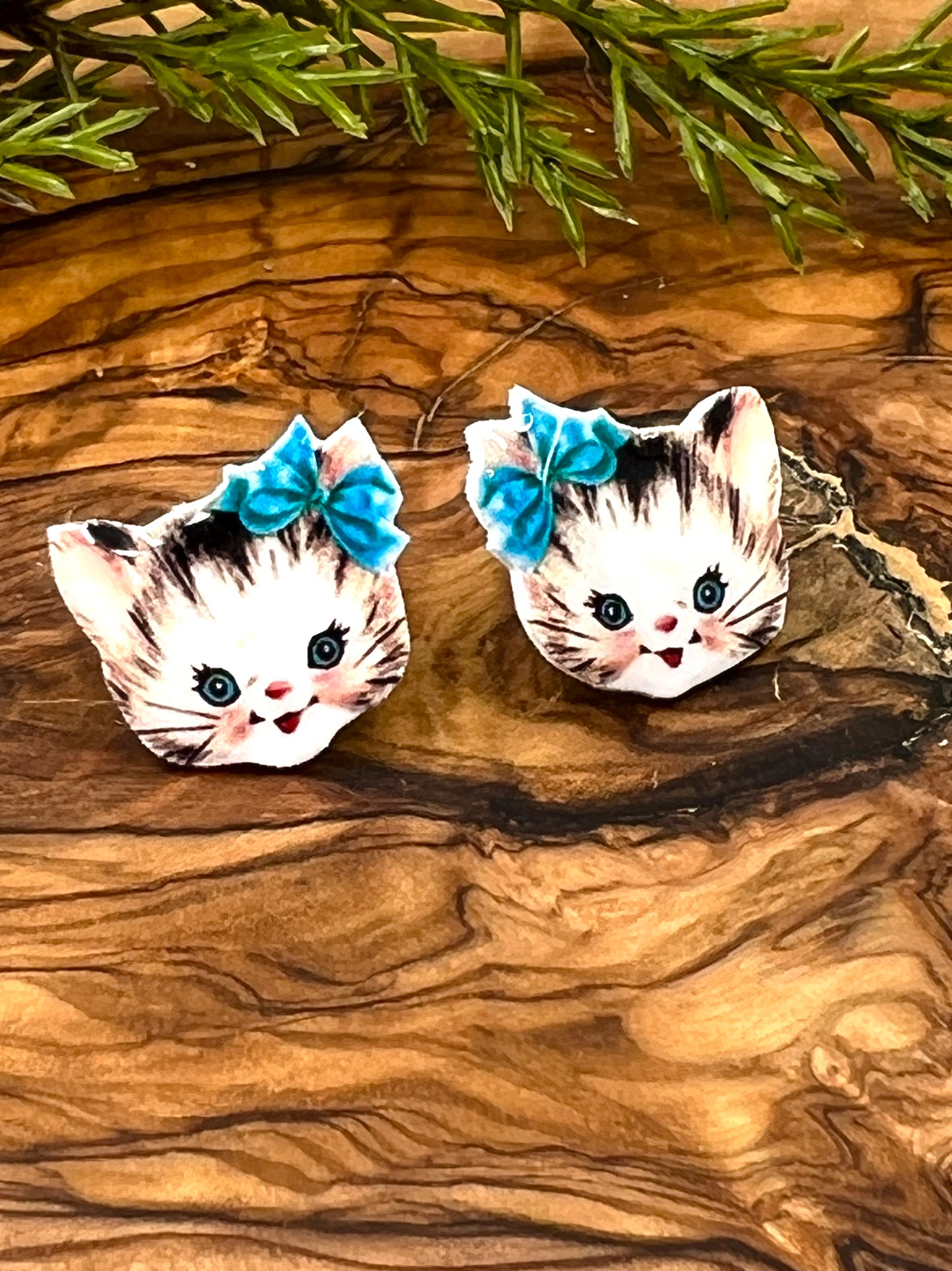 Vintage Image Cat Stud Earrings