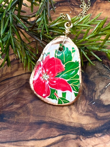 Mini South Carolina Christmas Botanical Oyster Necklace