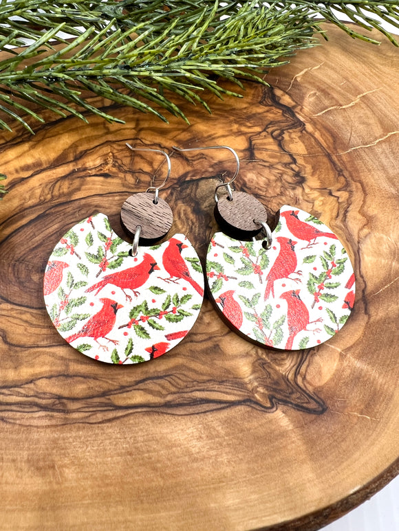 Cardinal Wood Earrings