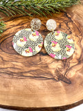 Leopard Print Santa Earrings