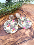 Leopard Print Santa Earrings