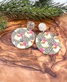 Leopard Print Santa Earrings