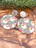 Leopard Print Santa Earrings